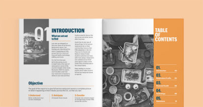 A spread inside the 2020 Austin State of Restaurants Report.
