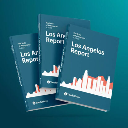 Blue cover images of the 2023 Los Angeles State of Restaurants Report.
