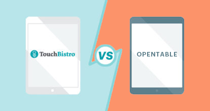 An illustration of a pair of iPads with one showing TouchBistro and the other showing OpenTable.